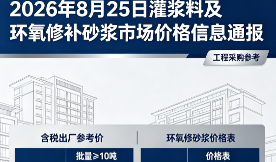 嘉积镇2026年8月25日灌浆料及环氧修补砂浆市场价格信息通报